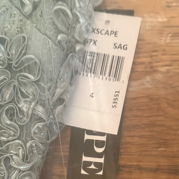 Xscape Floral Lace Dress in Soft Blue - Picture 5 of 5